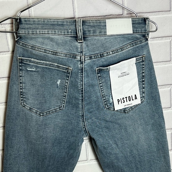 PISTOLA Audrey Women's mid rise Light Blue distressed skinny Jeans/size 26 - Picture 7 of 15
